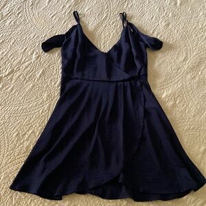 Black satin mini dress